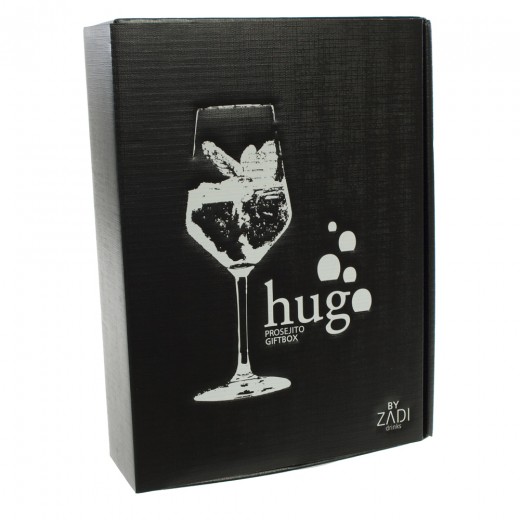 Hugo gift box  75 cl  1fles + 2glazen