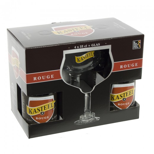 Kasteelbier Rouge Geschenk  4fles+ 1glas