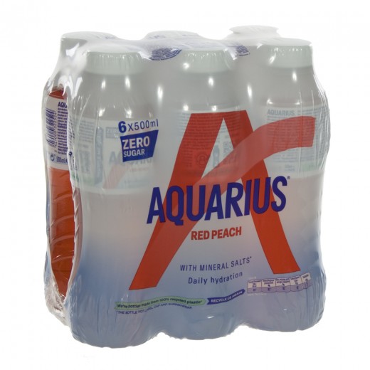 Aquarius  Red Peach Zero  50 cl  Pak  6 st