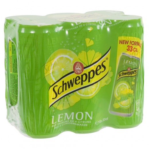 Schweppes lemon blik  Regular  33 cl  Blik  6 pak