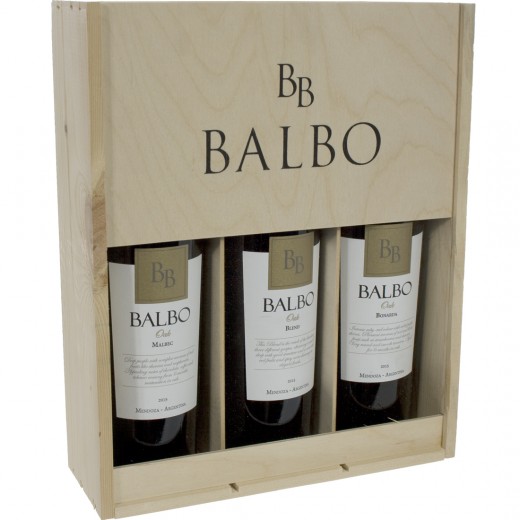 Balbo Malbec/bonardo/blend geschenkverpakking  75 cl  kist 3 fl