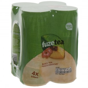 Fuze Tea BLIK  Black Peach Hibiskus  25 cl  Blik 4 pak