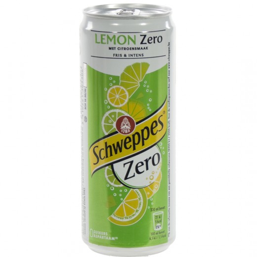 Schweppes lemon blik  Zero  33 cl  Blik