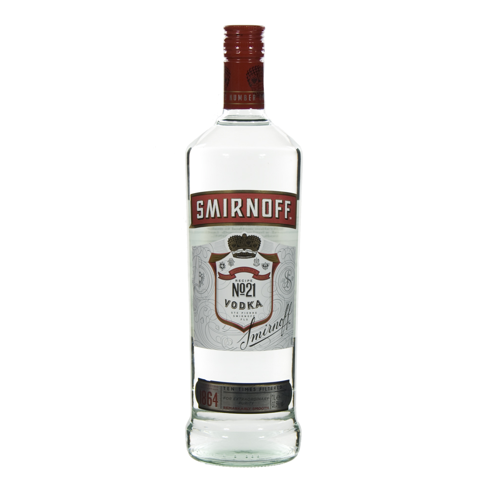 Smirnoff premium red 21  37,5%  1 liter  Fles