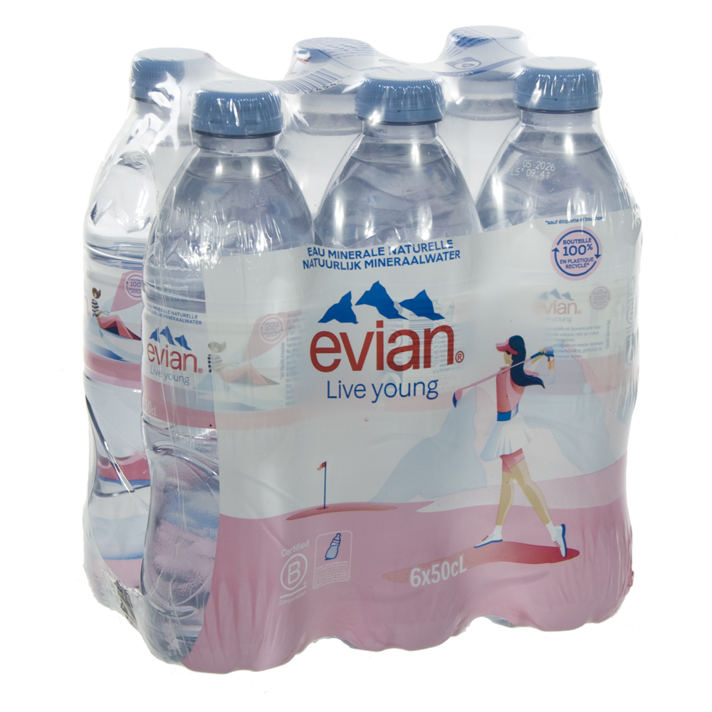 Evian PET  Plat  50 cl  Pak  6 st