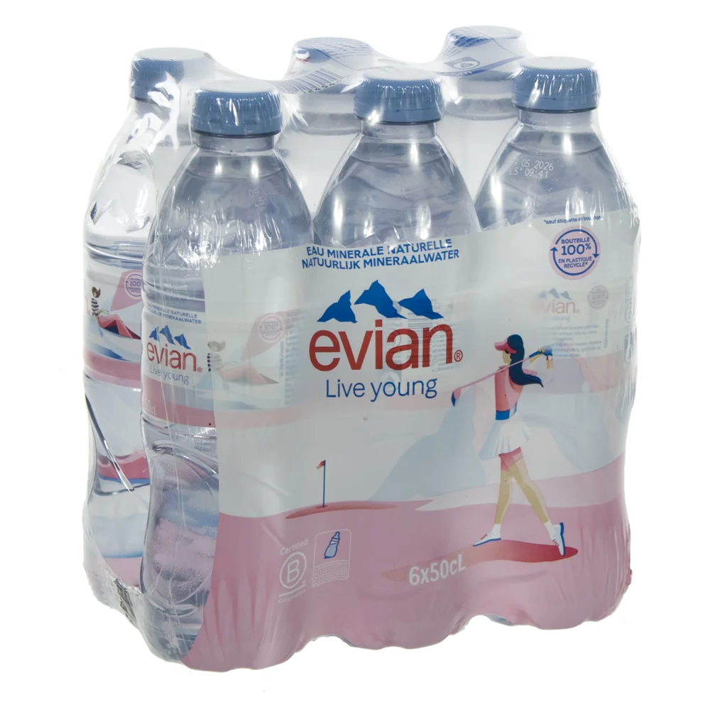 Evian PET  Plat  50 cl  Pak  6 st