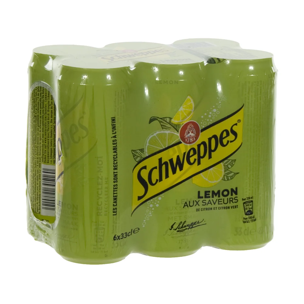 Schweppes lemon blik  Regular  33 cl  Blik  6 pak