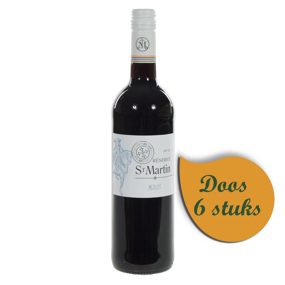 St Martin Merlot 13%  Rood  75 cl  Doos  6 st