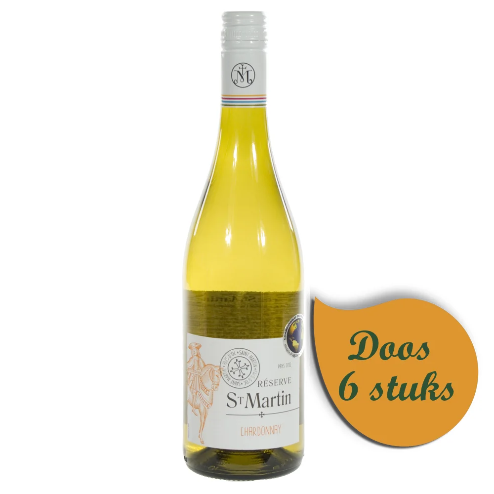 St Martin Chardonnay 12.5%  Wit  75 cl  Doos  6 st