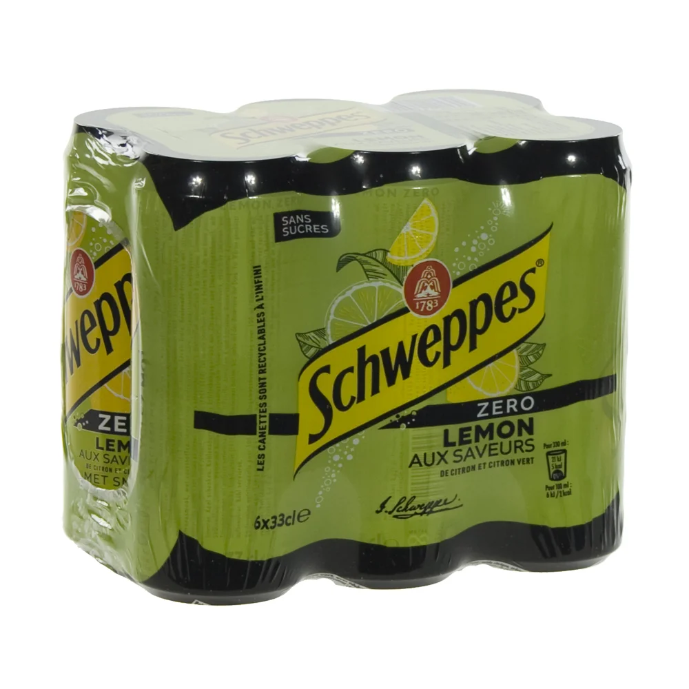 Schweppes lemon blik  Zero  33 cl  Blik  6 pak