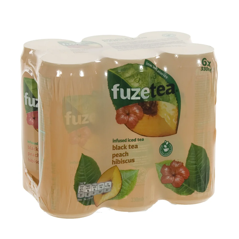 Fuze Tea BLIK  Black Peach Hibiskus  33 cl  Blik  6 pak