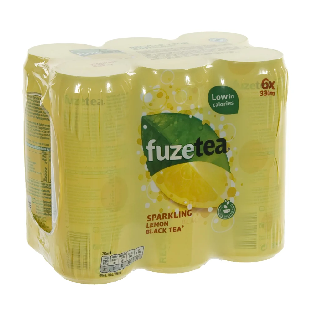 Fuze Tea BLIK  Black Sprankling  33 cl  Blik  6 pak