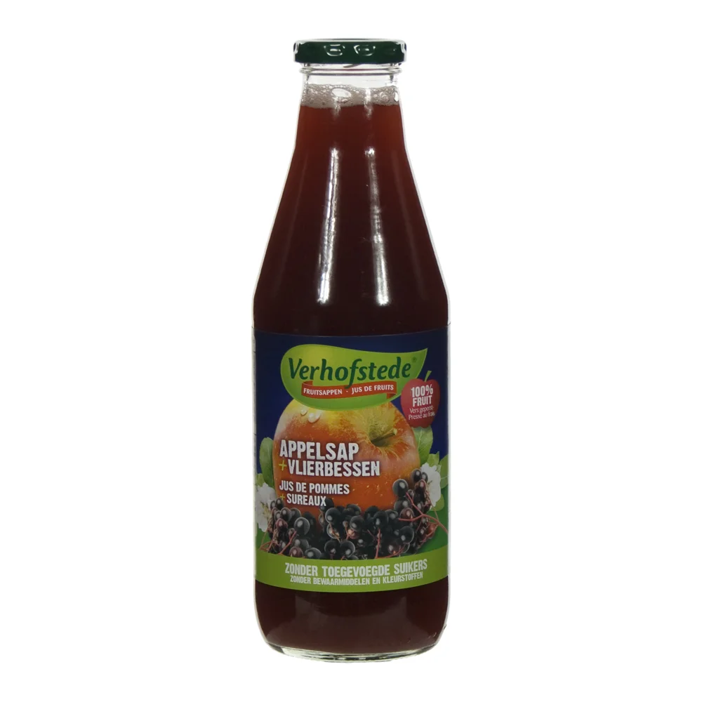 Verhofstede Fruitsap  Appel Vlierbes  70 cl  Fles