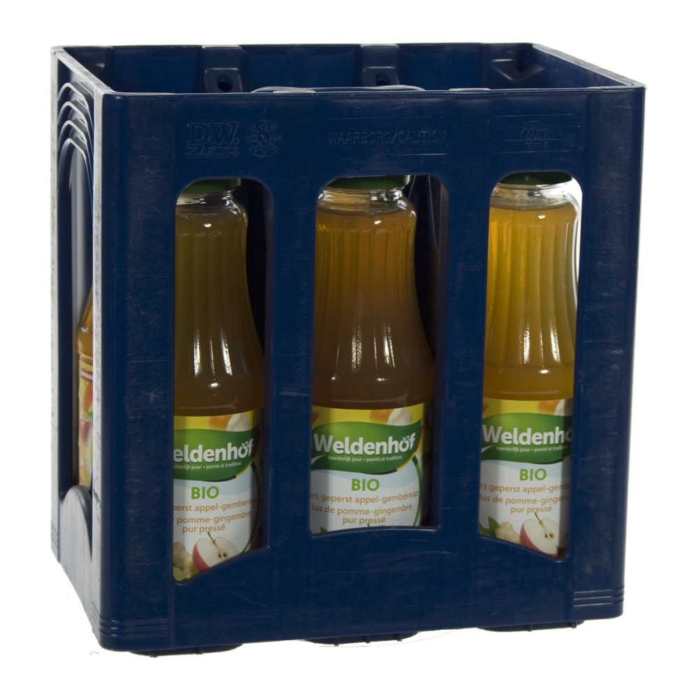 Weldenhof BIO fruitsap  Appel Gember  1 liter  Bak  6 fl
