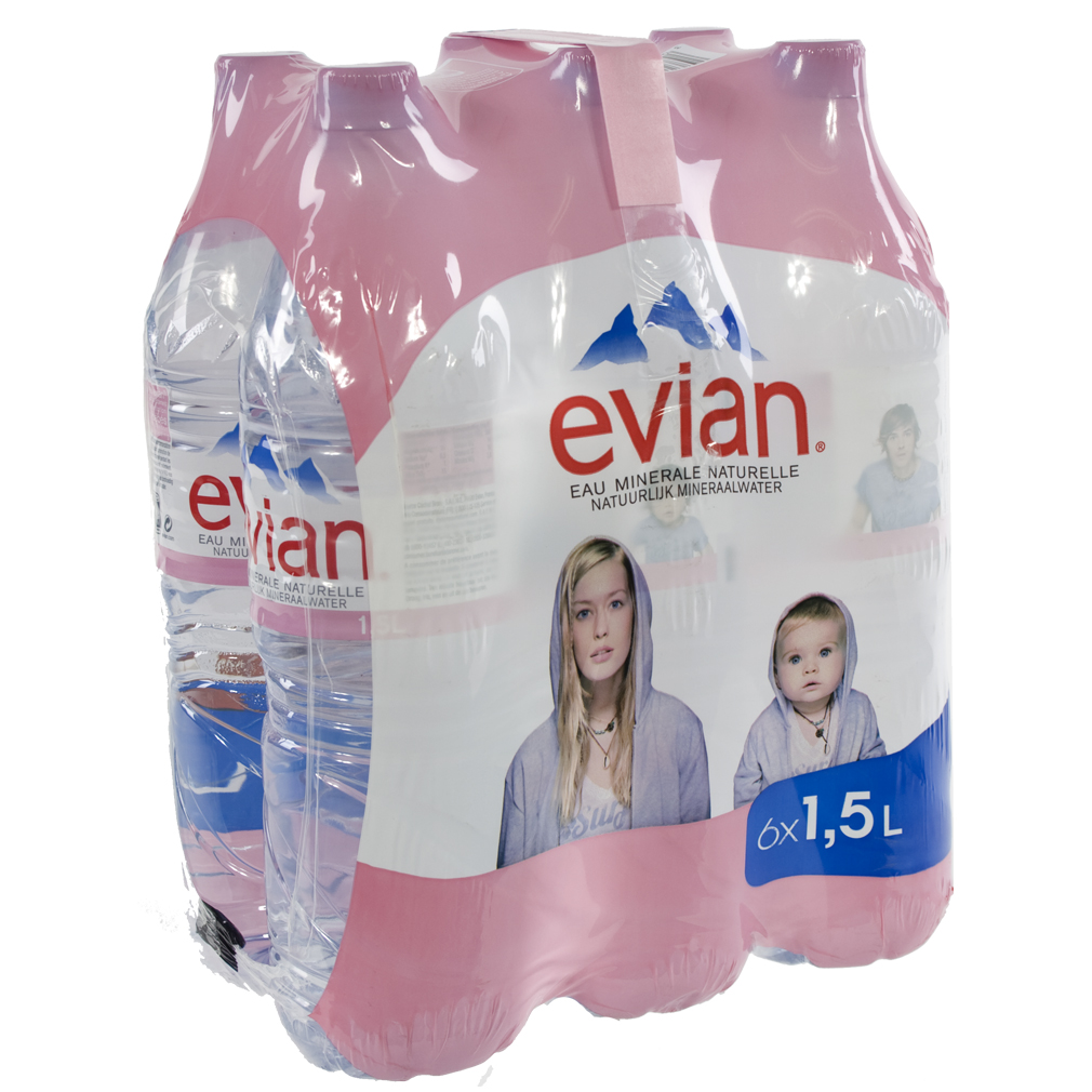 Evian PET  Plat  1,5 liter  Pak  6 st