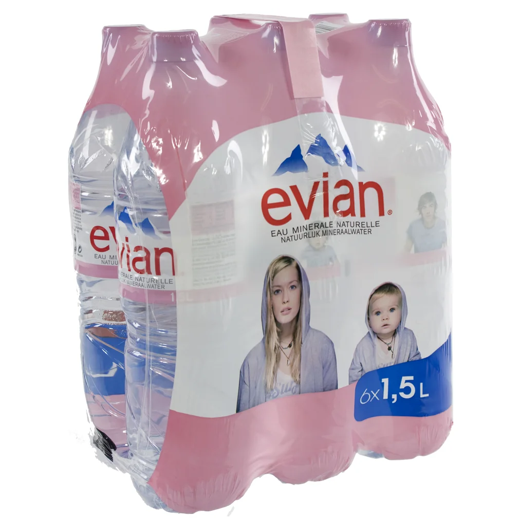 Evian PET  Plat  1,5 liter  Pak  6 st