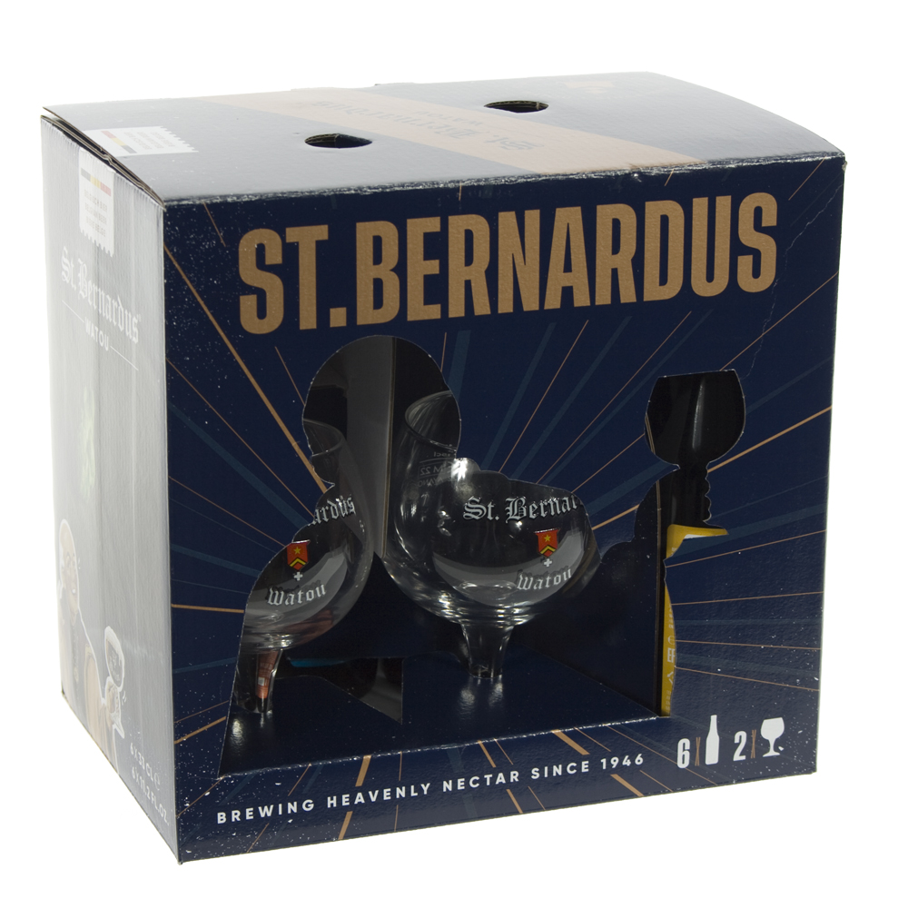 St Bernardus geschenk  33 cl  6fles + 2 glas
