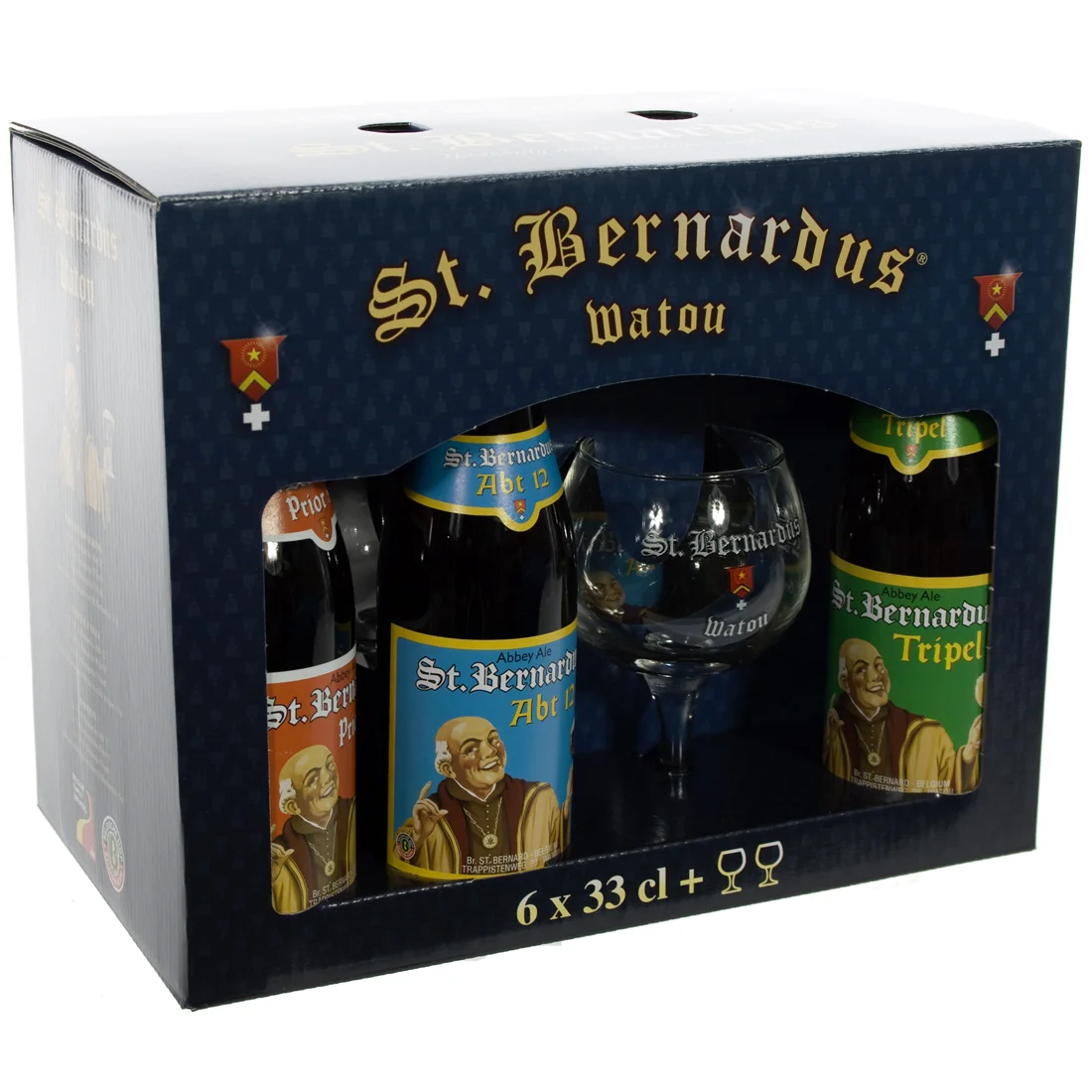 St Bernardus geschenk  33 cl  6fles + 2 glas