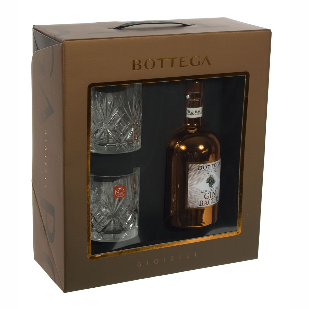 Confezione Gin Bacur  50 cl  1fles + 2glazen