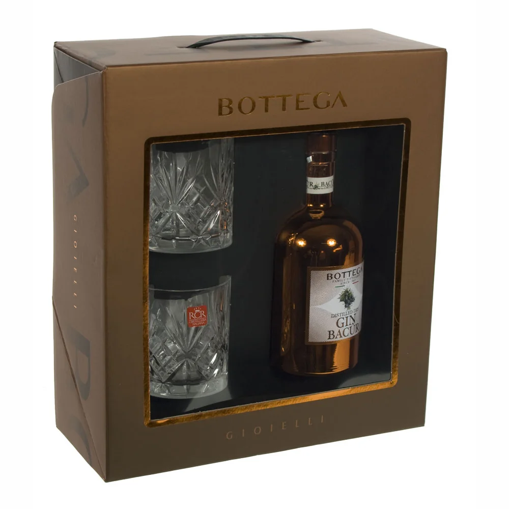 Confezione Gin Bacur  50 cl  1fles + 2glazen