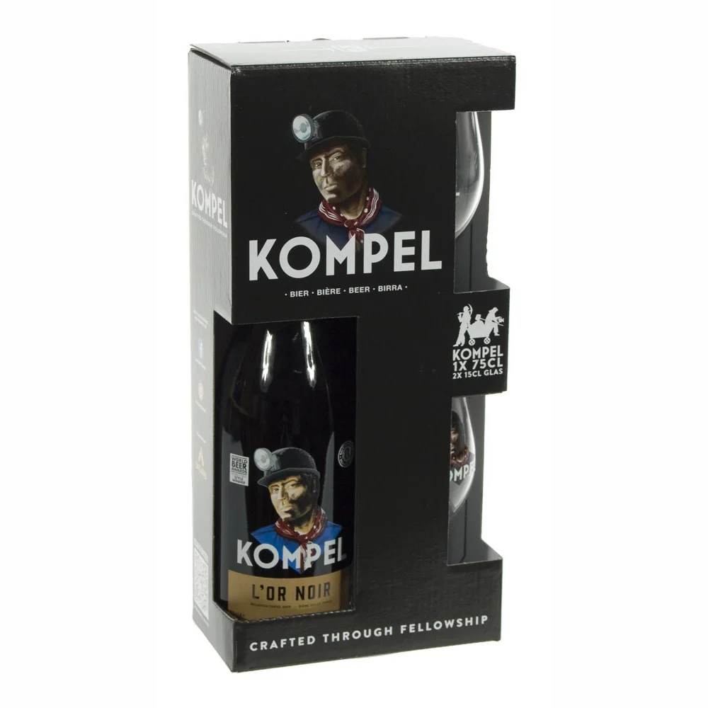 Kompel L'Or Noir Giftpack  75 cl  1fles + 2glazen