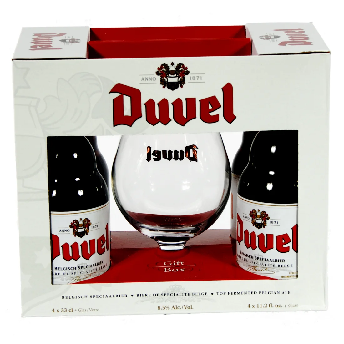 Duvel geschenkverpakking  33 cl  4fles+ 1glas