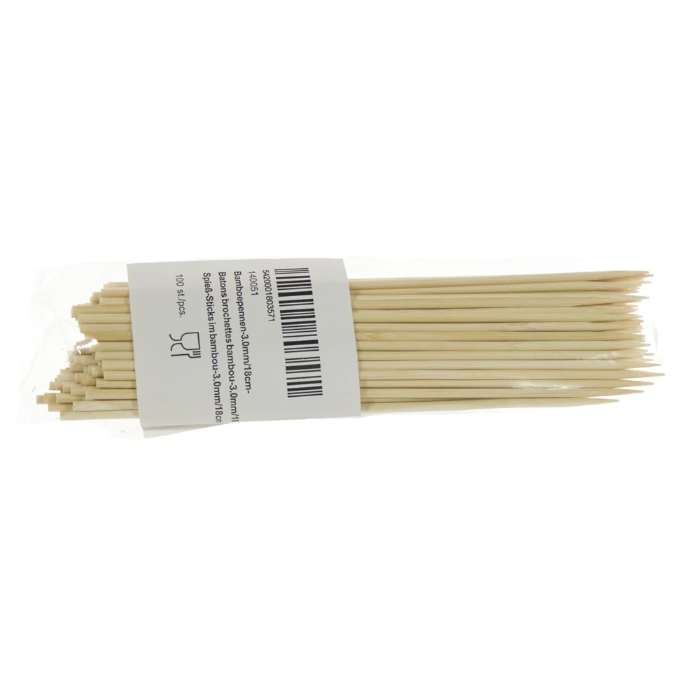Satestokje Bamboepennen 18cm x 3mm  Pak 100 st