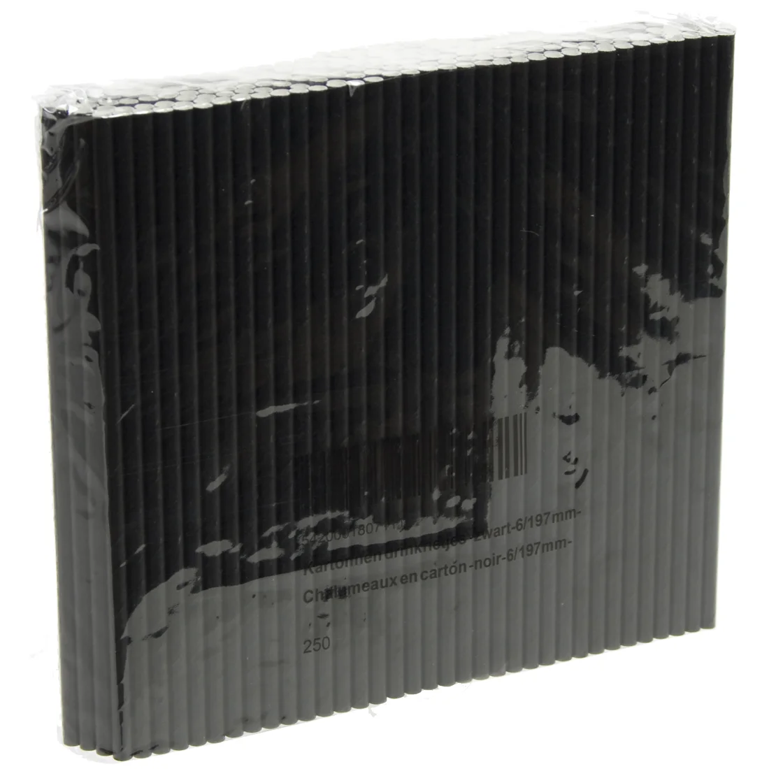 Kartonnnen drinkrietjes zwart  Doos 250st  Zwart  6/197