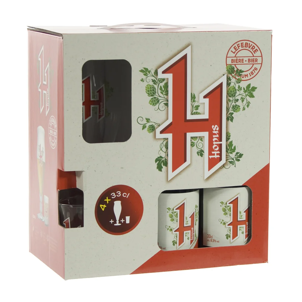 Hopus Geschenkverpakking  33 cl  4fles+ 1glas
