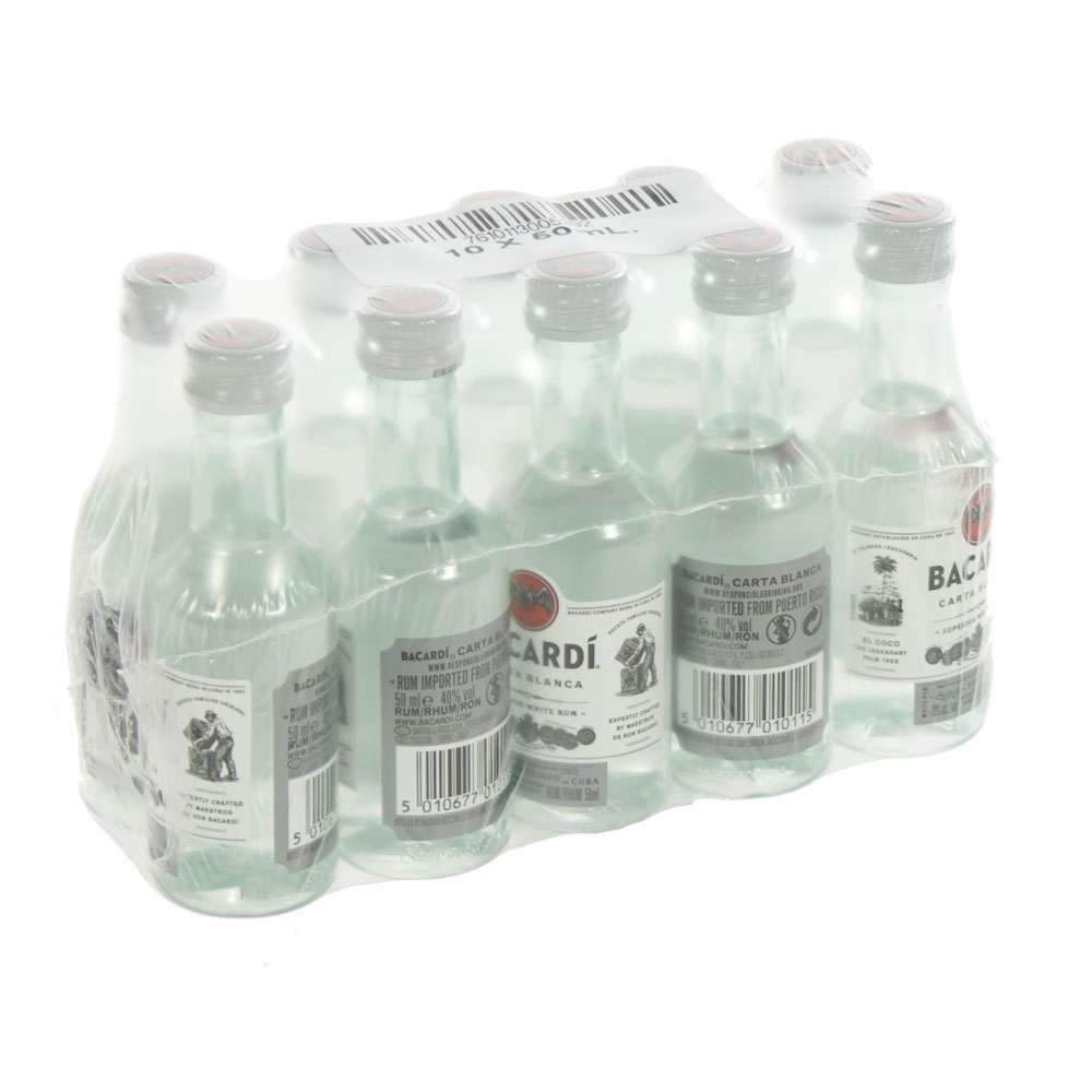 Bacardi Carta Blanca 37.5%  5 cl  Pak 10 st