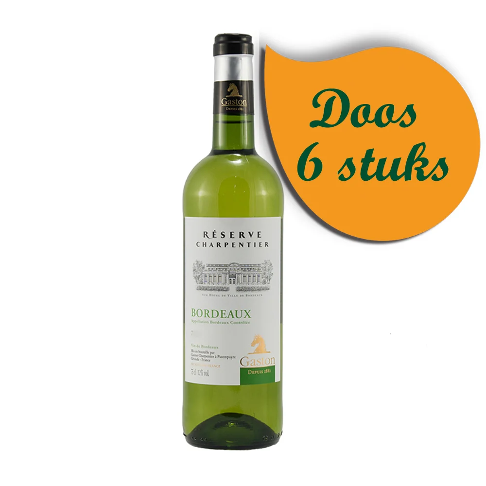 Gaston Bordeau blanc Sec Res. Charpentier  Wit  75 cl  Doos  6 st