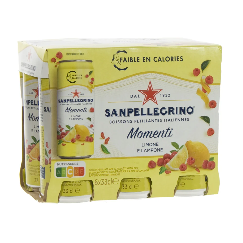 San Pellegrino Momenti citroen/framboos  33 cl  Blik  6 pak