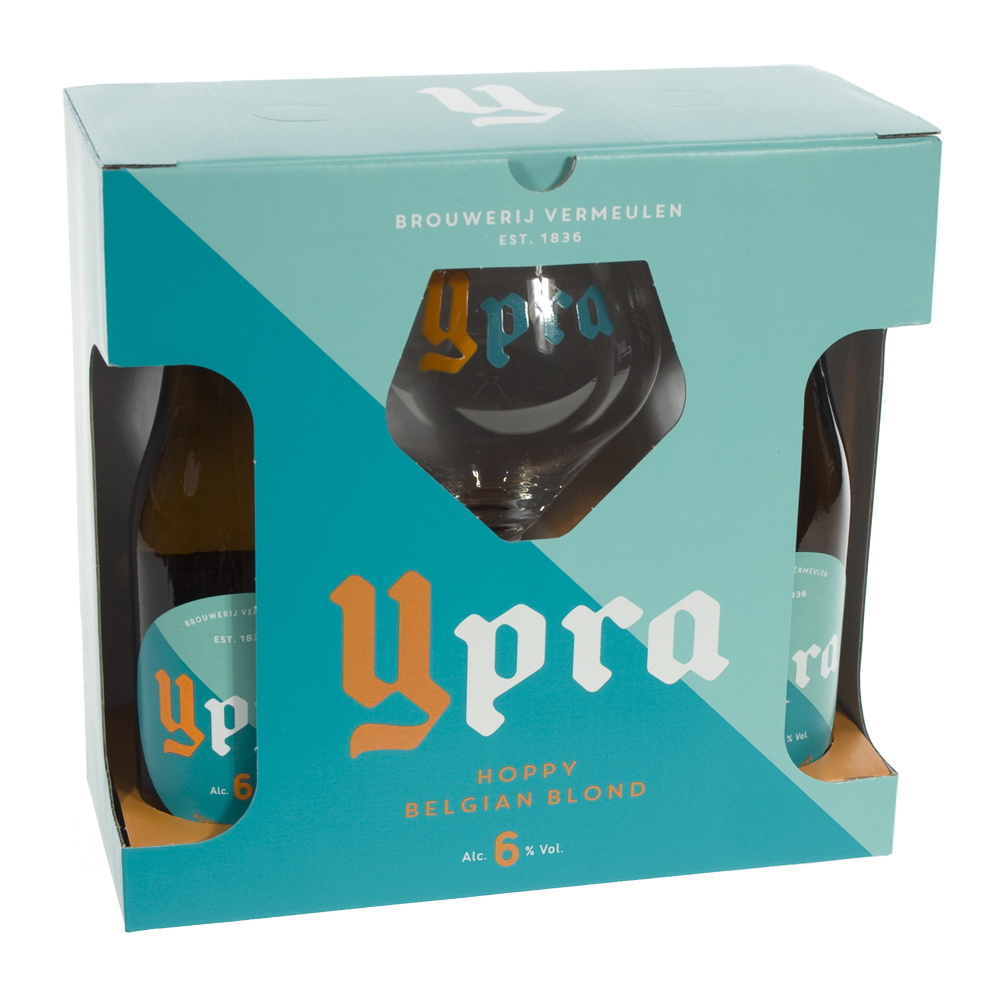 Ypra geschenk  33 cl  2fles+ 1glas