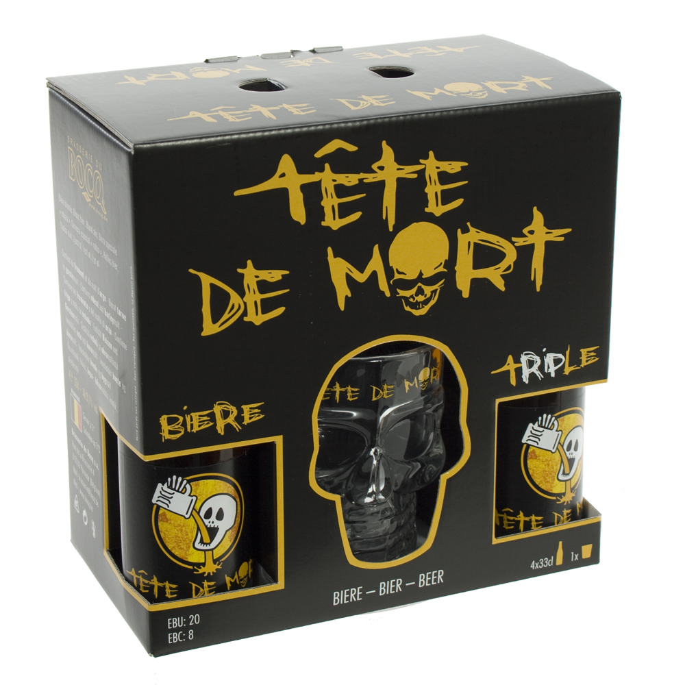 Tete de Mort Geschenk  33 cl  4fles+ 1glas