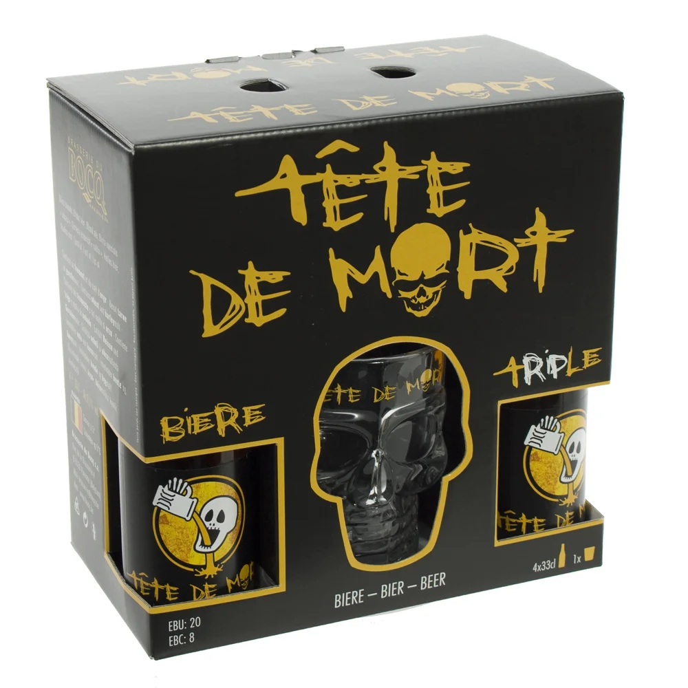 Tete de Mort Geschenk  33 cl  4fles+ 1glas