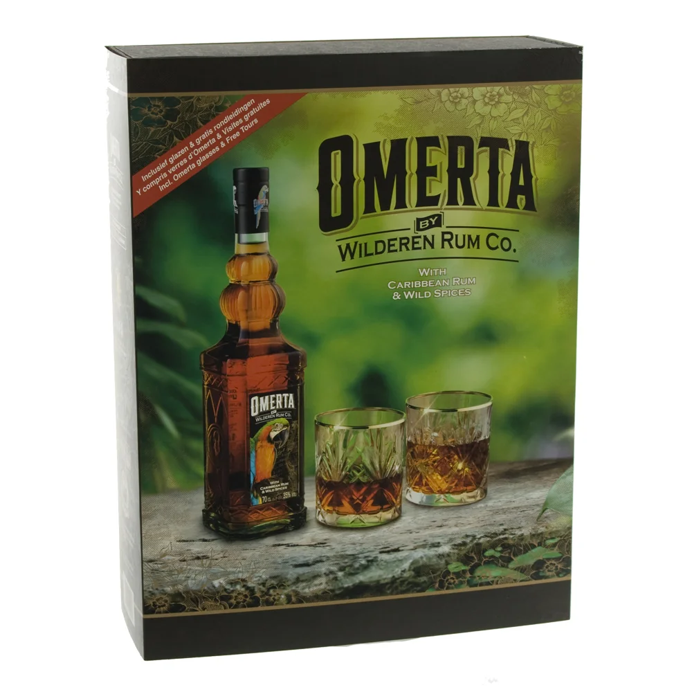 Omerta Giftbox  70 cl  1fles + 2glazen