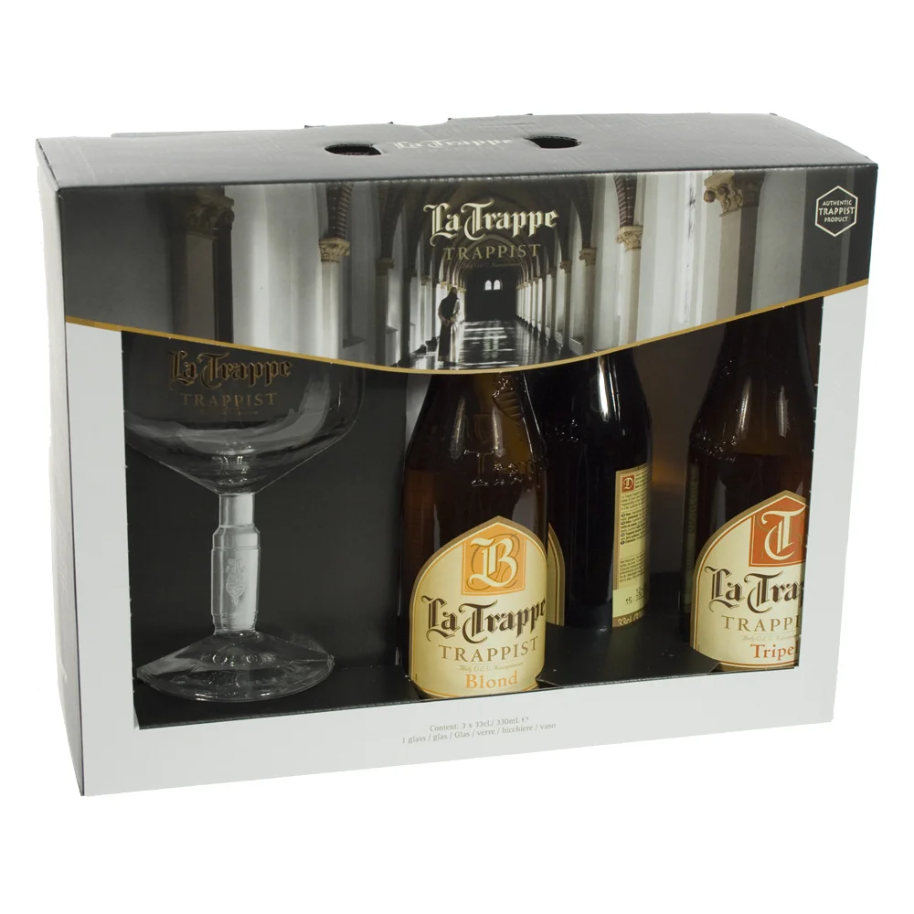 La Trappe Trapist geschenk  33 cl  3fles+ 1glas