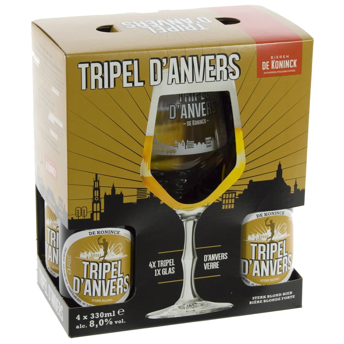 Triple d'anvers geschenkverpakking  33 cl  4fles+ 1glas